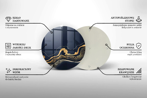 Skärbräda glas unik Abstrakta gyllene linjer