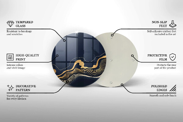 Skärbräda glas unik Abstrakta gyllene linjer
