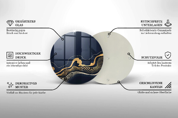 Skärbräda glas unik Abstrakta gyllene linjer