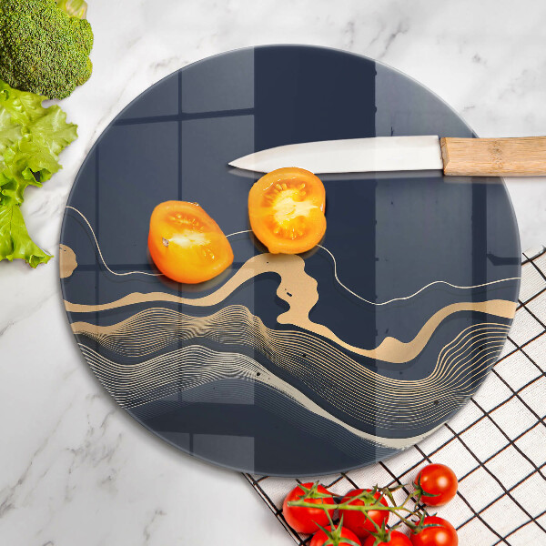 Skärbräda glas unik Abstrakta gyllene linjer