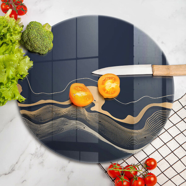 Skärbräda glas unik Abstrakta gyllene linjer