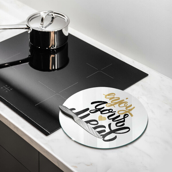 Skärbräda glas unik Inskription Njut av din måltid