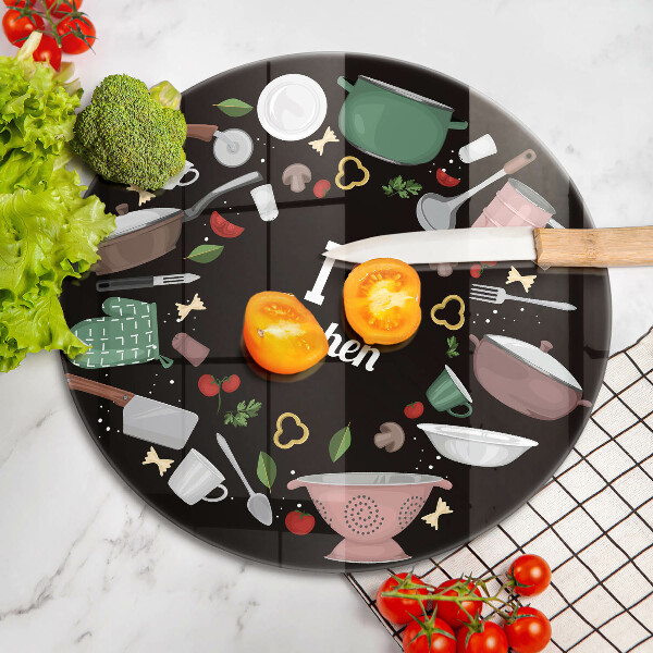 Skärbräda glas unik Illustration Jag älskar kök