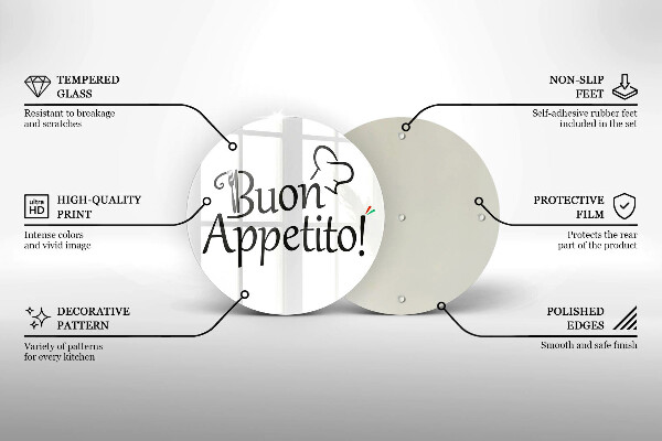 Skärbräda glas unik Inskriptionen Buon Appetito!