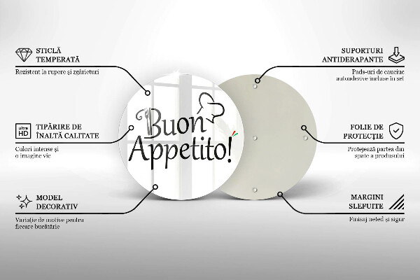 Skärbräda glas unik Inskriptionen Buon Appetito!