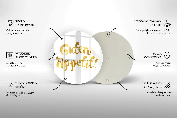 Skärbräda glas unik Inskriptionen Guten Appetit!