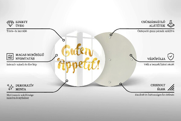 Skärbräda glas unik Inskriptionen Guten Appetit!