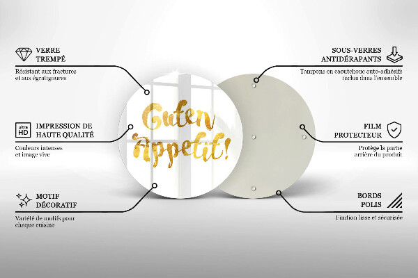 Skärbräda glas unik Inskriptionen Guten Appetit!