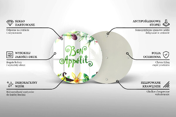 Skärbräda glas unik Bon Appetit inskription