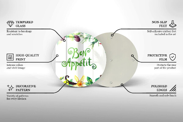 Skärbräda glas unik Bon Appetit inskription