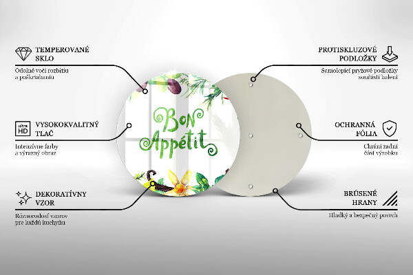 Skärbräda glas unik Bon Appetit inskription