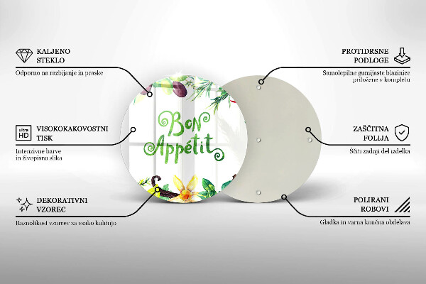 Skärbräda glas unik Bon Appetit inskription