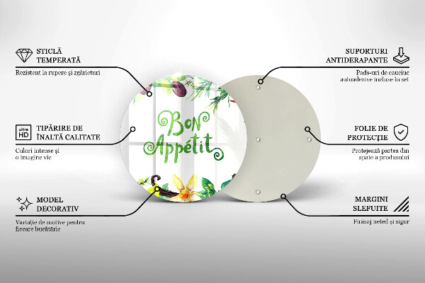 Skärbräda glas unik Bon Appetit inskription