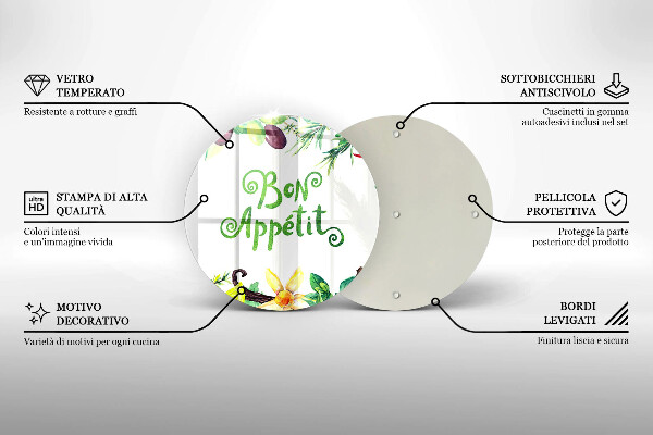 Skärbräda glas unik Bon Appetit inskription