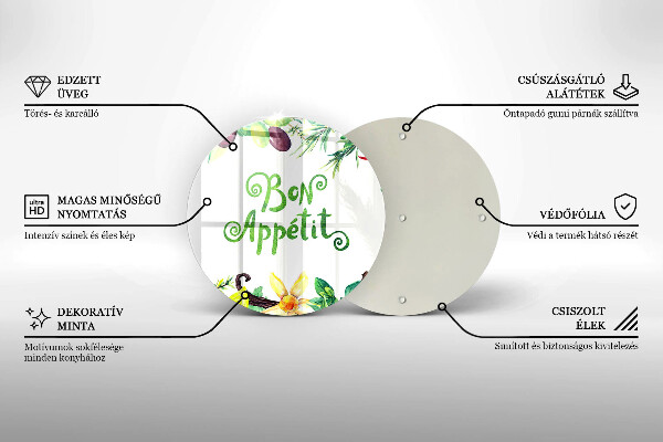 Skärbräda glas unik Bon Appetit inskription