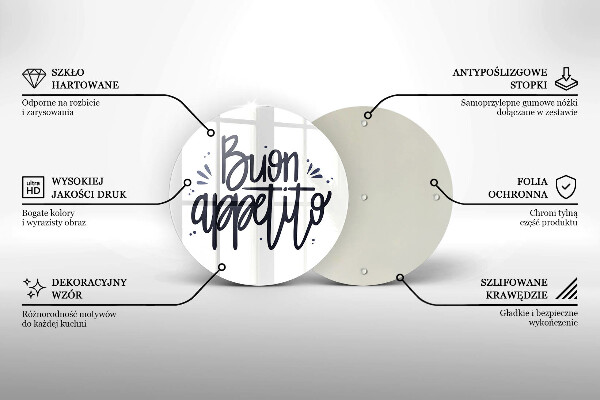 Skärbräda glas unik Buon Appetito inskription