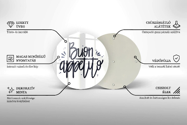 Skärbräda glas unik Buon Appetito inskription