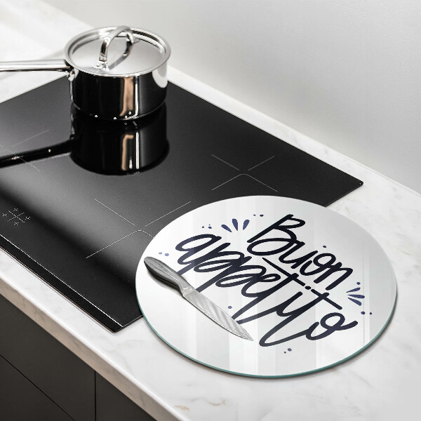 Skärbräda glas unik Buon Appetito inskription