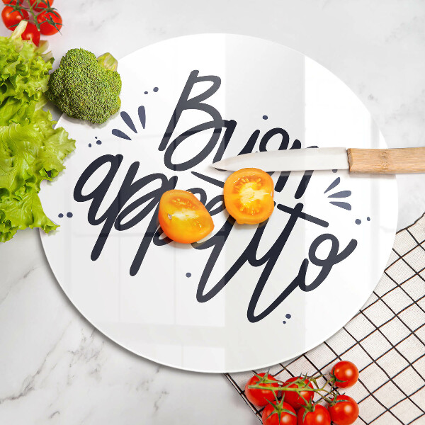 Skärbräda glas unik Buon Appetito inskription