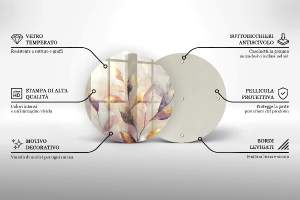 Skärbräda glas unik Målade boho löv