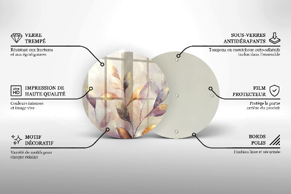 Skärbräda glas unik Målade boho löv