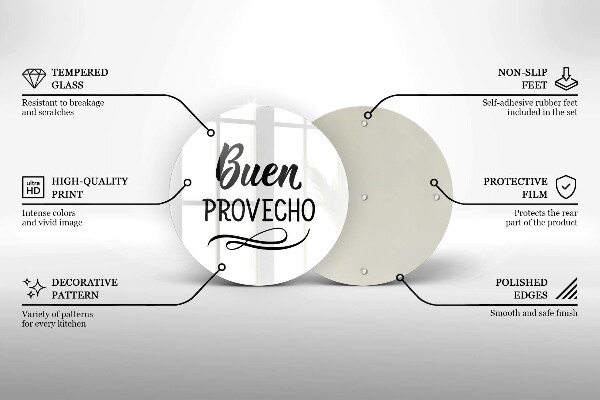 Skärbräda glas unik Inskriptionen Buen provecho