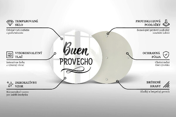 Skärbräda glas unik Inskriptionen Buen provecho