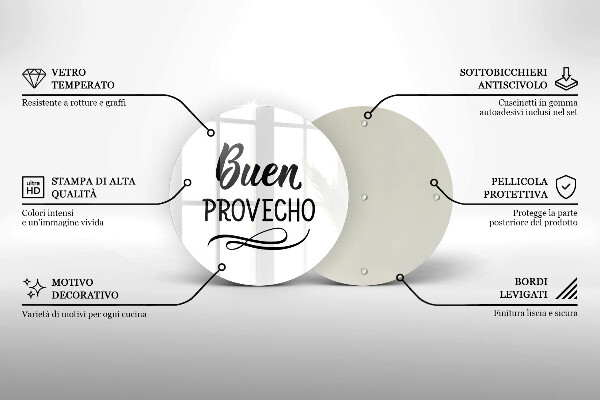 Skärbräda glas unik Inskriptionen Buen provecho