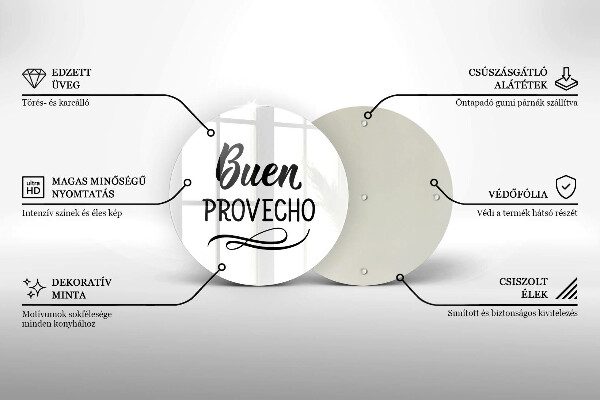 Skärbräda glas unik Inskriptionen Buen provecho