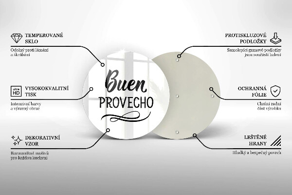 Skärbräda glas unik Inskriptionen Buen provecho