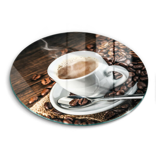 Skärbräda glas unik Kopp och kaffebönor