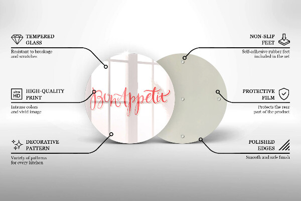 Skärbräda glas unik Bon Appetit köksskylt