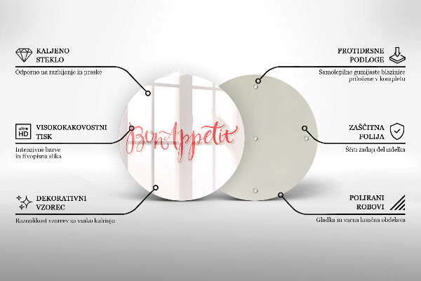 Skärbräda glas unik Bon Appetit köksskylt