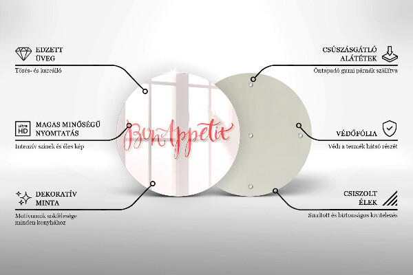 Skärbräda glas unik Bon Appetit köksskylt