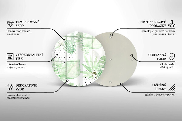 Skärbräda glas unik Akvarell blad