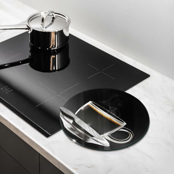 Skärbräda glas unik Ett glas varmt kaffe