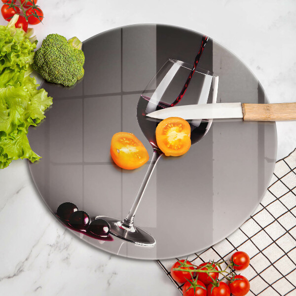 Skärbräda glas unik Glas och vindruvor