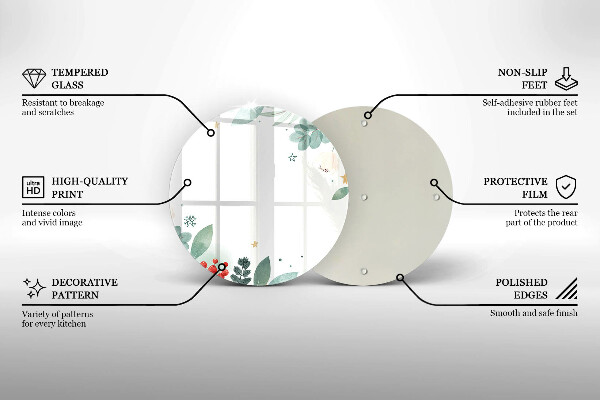 Skärbräda glas unik Akvarell blad