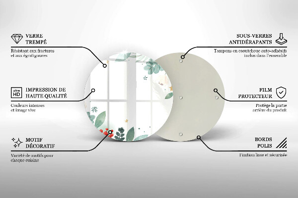 Skärbräda glas unik Akvarell blad
