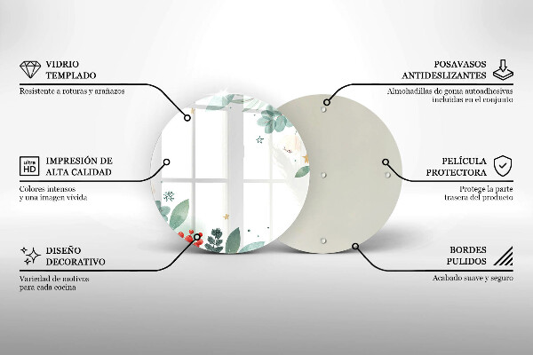 Skärbräda glas unik Akvarell blad