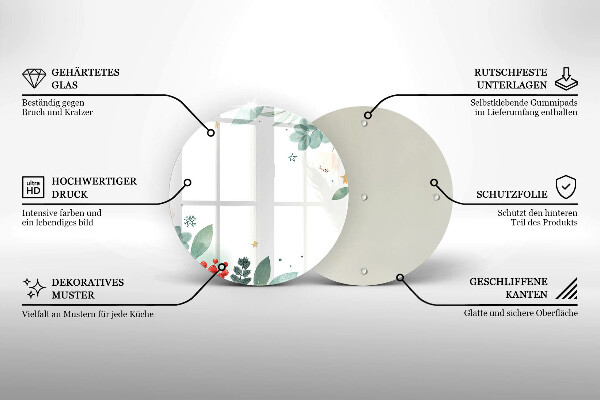Skärbräda glas unik Akvarell blad