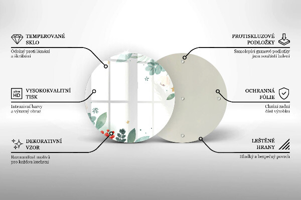 Skärbräda glas unik Akvarell blad