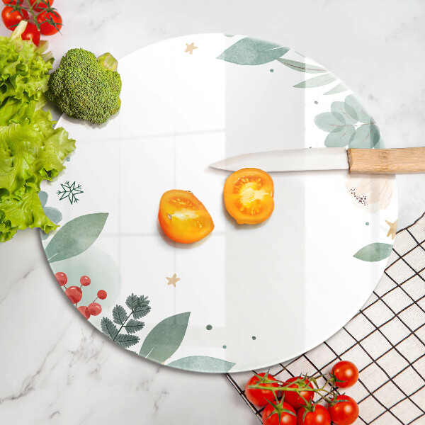 Skärbräda glas unik Akvarell blad