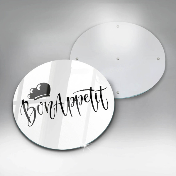 Skärbräda glas unik Bon Appetit inskription