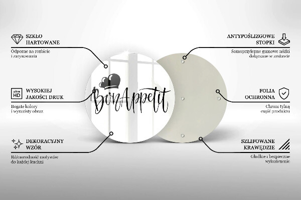 Skärbräda glas unik Bon Appetit inskription
