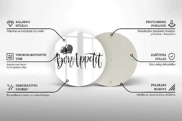 Skärbräda glas unik Bon Appetit inskription