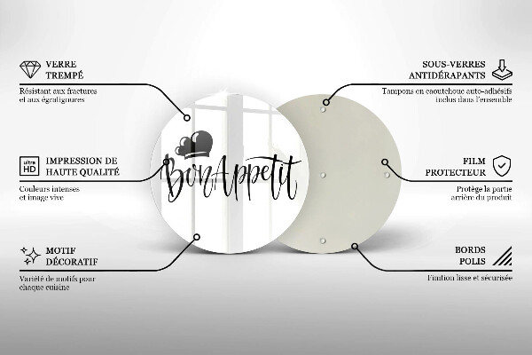 Skärbräda glas unik Bon Appetit inskription