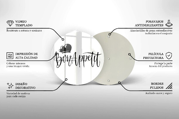 Skärbräda glas unik Bon Appetit inskription