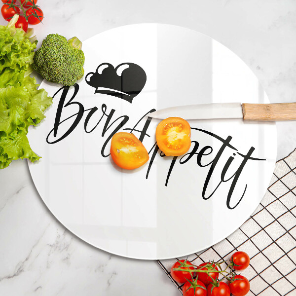 Skärbräda glas unik Bon Appetit inskription