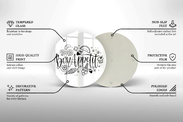 Skärbräda glas unik Bon Appetit inskription